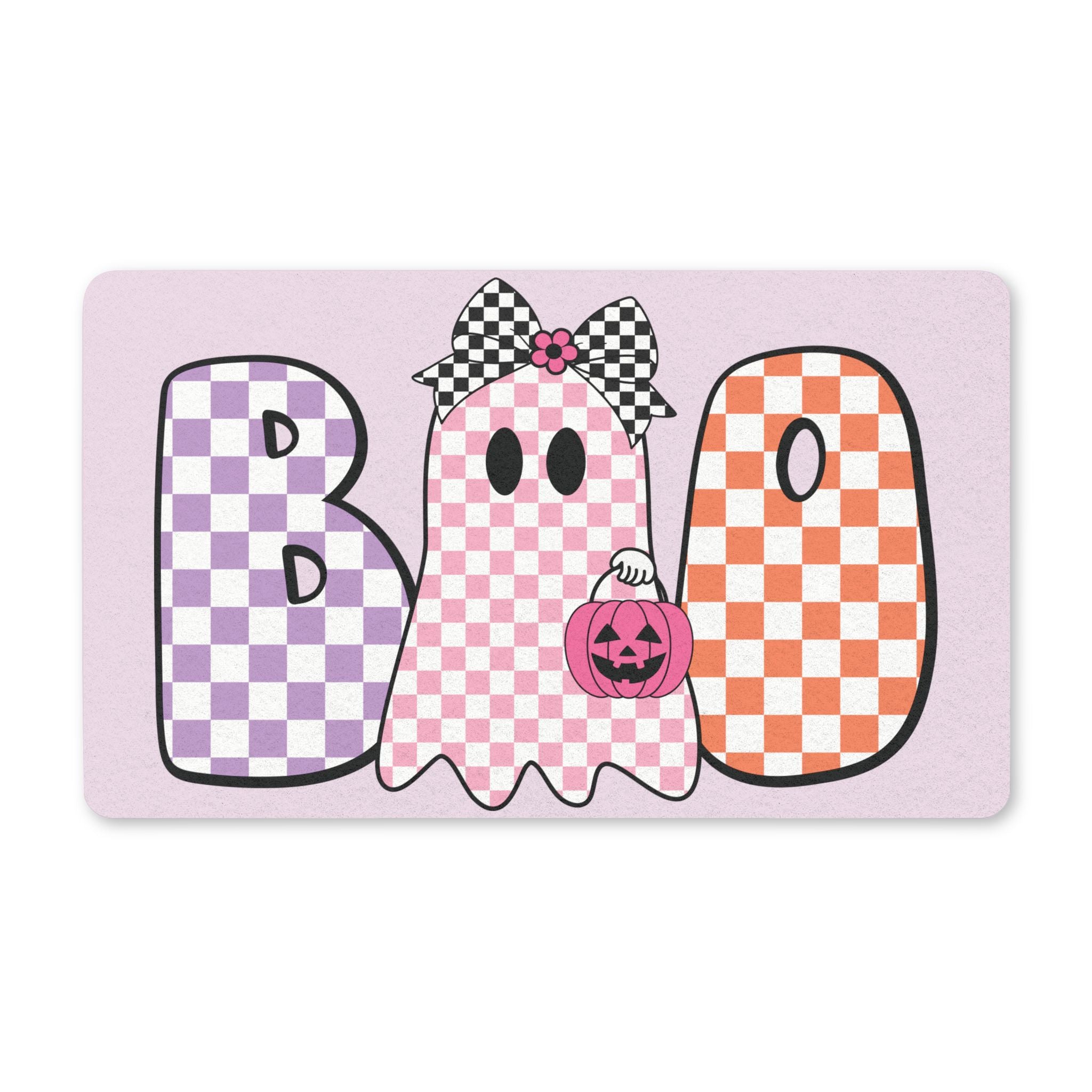 Checkered Boo Ghost Doormat